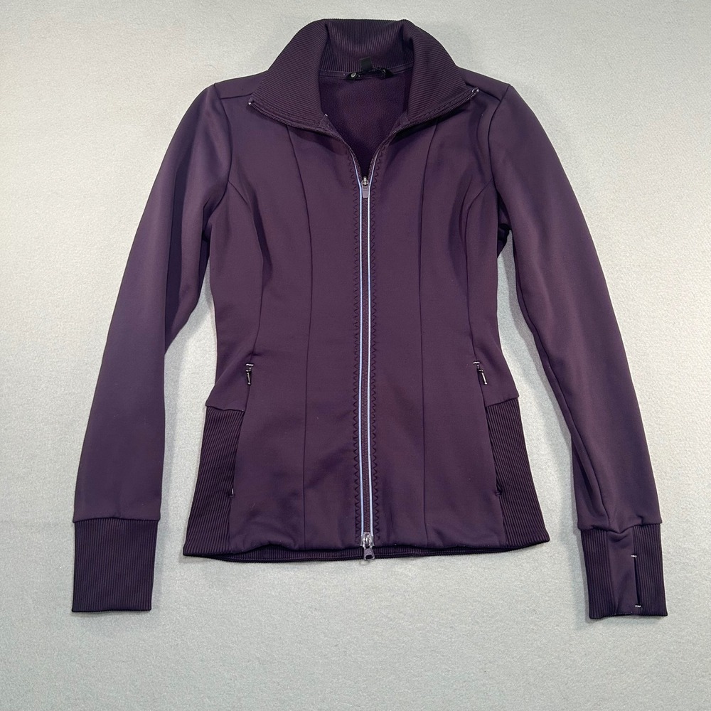 Athleta Ridge Jacket Womens XS Purple Fleece Lined Full Zip Thumbholes